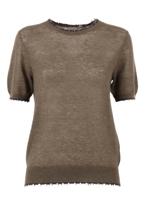 Kangra frayed-hem knitted T-shirt - Brown