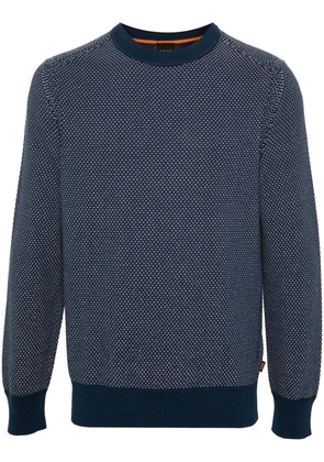 BOSS textured-finish long-sleeve jumper - Blue