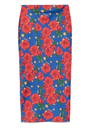 alessandro enriquez mix-print midi skirt - Blue