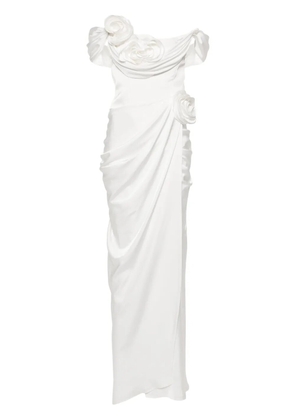 Ana Radu floral-appliqué draped gown - Neutrals