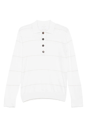 Eleventy striped long-sleeved polo shirt - White