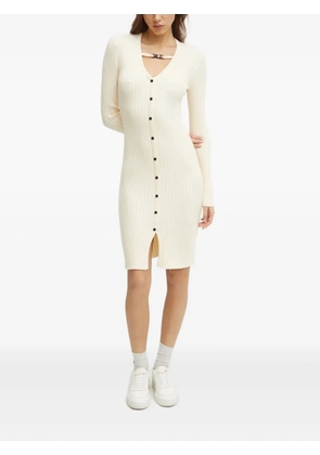Karl Lagerfeld Jeans ribbed button-front midi dress - Neutrals