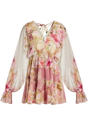 Hemant And Nandita floral-print mini dress - White