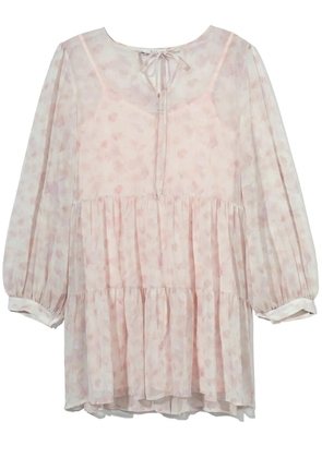 b+ab sheer abstract-print minidress - Neutrals