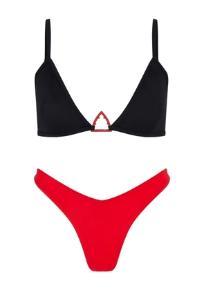 Let's Swim White Shark-logo bikini top - Black