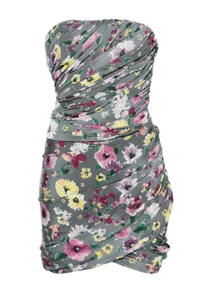 The Attico floral-print mini dress - Grey