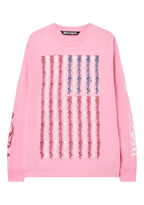 Palm Angels flames flag long-sleeve t-shirt - Pink