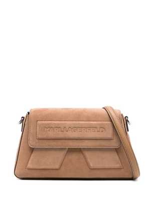Karl Lagerfeld Ikon suede cross body bag - Brown