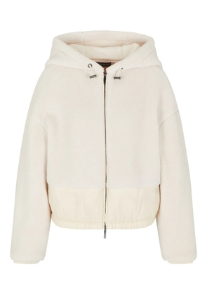 Emporio Armani fleece-texture hooded jacket - White