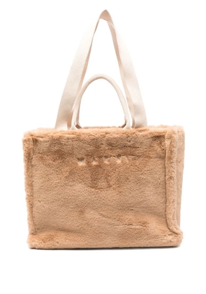 Marni logo-embroidered tote bag - Brown