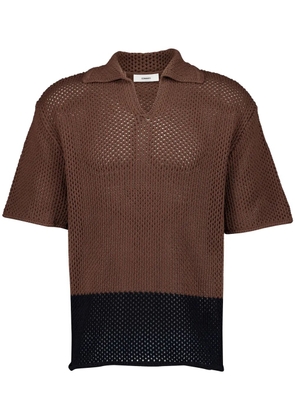 COMMAS two-tone crochet polo shirt - Brown
