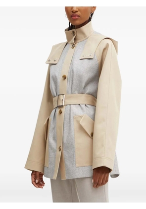 BOSS hooded checked coat - Neutrals