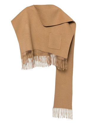 Goen.J fringed muffler poncho - Neutrals