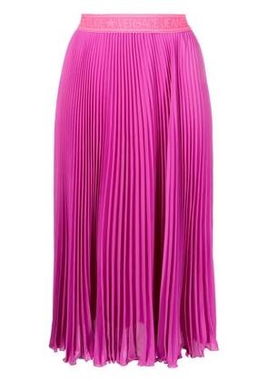 Versace Jeans Couture pleated logo-waistband midi skirt - Purple