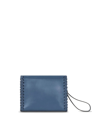 ETRO medium whipstich-detail leather clutch bag - Blue