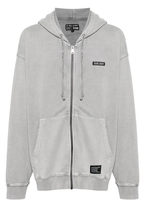 izzue logo-embroidered hooded jacket - Grey