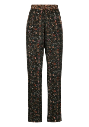 ISABEL MARANT Ozio floral-print silk trousers - Black