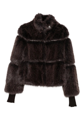 Patrizia Pepe zip-up faux fur jacket - Brown