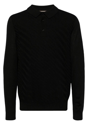 BOSS collarless virgin wool-blend top - Black