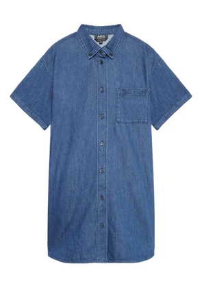 A.P.C. short-sleeve denim shirt dress - Blue