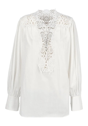 Ermanno Scervino lace-insert cotton blouse - White