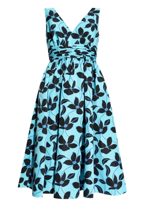 Kate Spade floral-print V-neck midi dress - Blue