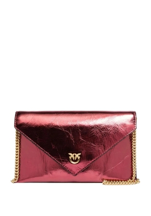 PINKO metallic calfskin chain clutch bag - Red