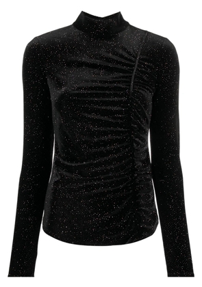 Patrizia Pepe glitter-detail cut-out velvet T-shirt - Black