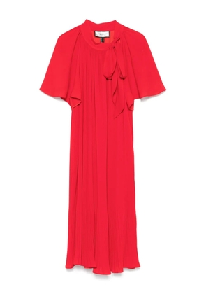 NISSA plissé midi dress - Red