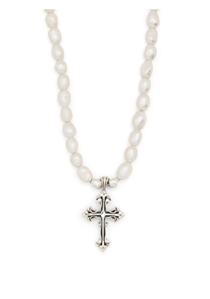 Emanuele Bicocchi pearl necklace with cross - White