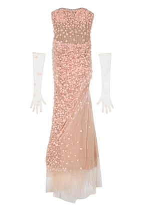 JEAN-LOUIS SABAJI floral-appliqué long corset dress - Neutrals