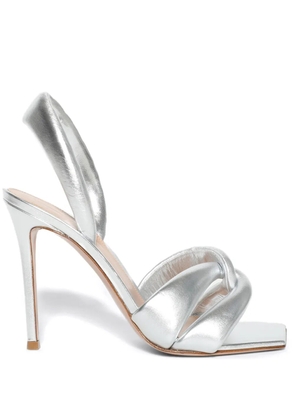 Gianvito Rossi 100mm metallic leather sandals - Silver