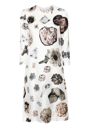 Marni floral collage-print silk dress - White