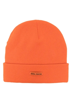 Heron Preston logo-tag wool beanie - Orange