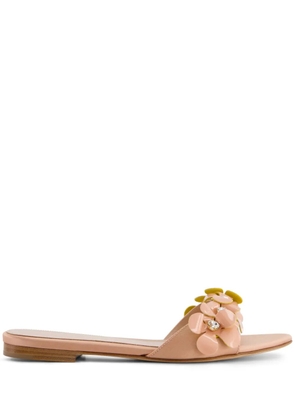 Giambattista Valli floral-appliqué slides - Neutrals