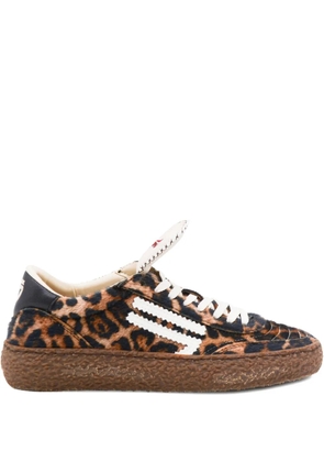 Puraai Polly Tab leopard-print sneakers - Brown