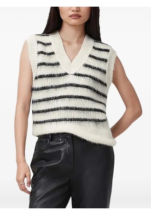 AllSaints striped V-neck sleeveless vest - White