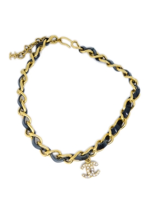 CHANEL Pre-Owned 1996 CC leather and chain-link necklace - Gold