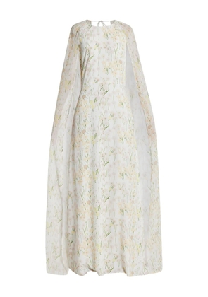 Bernadette floral-print cape maxi dress - White