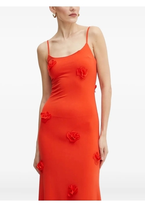 Bardot rose-embellished midi dress - Red