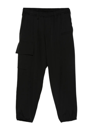 Yohji Yamamoto elasticated wool cargo trousers - Black