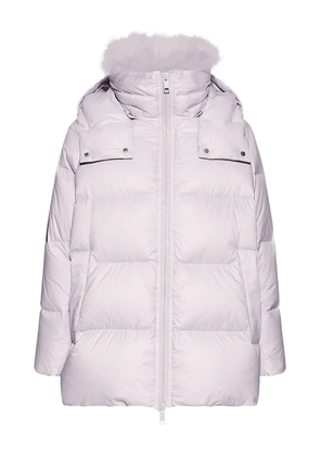 Yves Salomon lambshearling-collar down coat - Purple