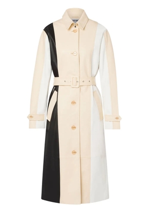 MOSCHINO JEANS colour-block leather coat - White