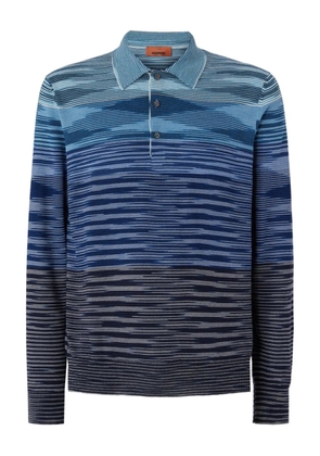 Missoni striped long-sleeved polo shirt - Blue