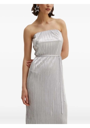 NEVER FULLY DRESSED Luna pleated tie-waist maxi dress - Grey