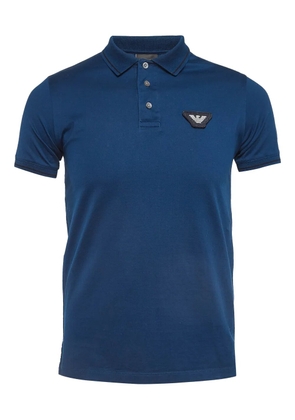 Emporio Armani Pre-Owned logo-patch polo shirt - Blue