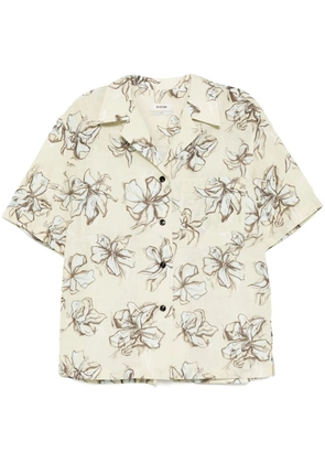 System flower-printed bowling shirt - LE LIGHT BEIGE