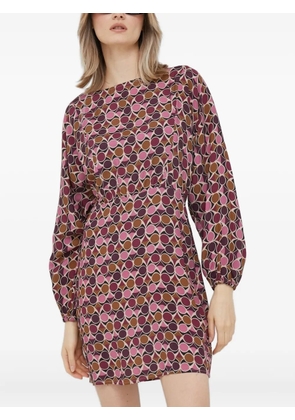 Sisley geometric-print long-sleeve mini dress - Pink