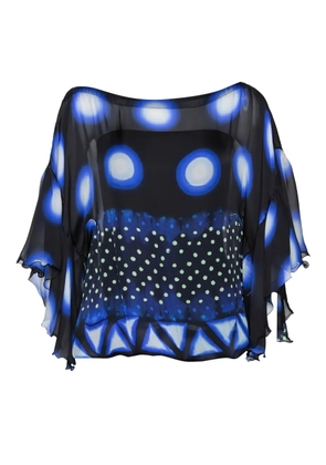 Roberto Cavalli Vintage printed ruffled blouse - Black