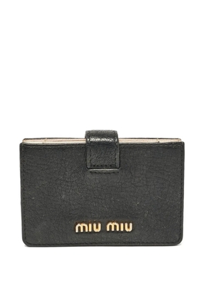Miu Miu Pre-Owned logo-plaque leather cardholder - Black
